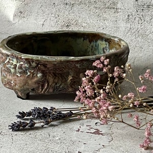 Ciotola per bonsai con sottobicchiere in una fantastica glassa