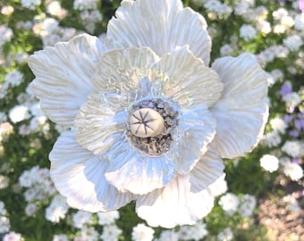 Witte keramische bloemclips, cadeau voor tuinliefhebbers, vorstbestendige keramische tuinbloemen, witte tuindecoratie