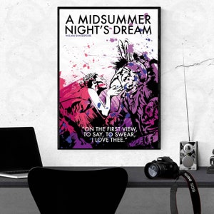 Midsummer Night&#39;s Dream Poster A3|Shakespeare quote|theatre|poster|the bard|artwork|illustration|print|Inspirational quote|drama lovers|gift