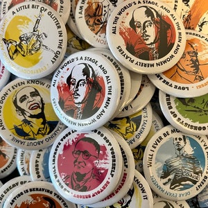 30 Theatrical Quote Button Badges 58mm