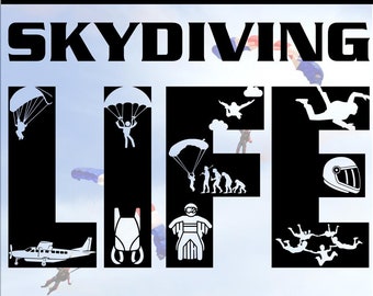 Sky Diving Life Parachute Parachute Para-voile soie PNG SVG DXF Eps Jpg