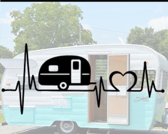 Heartbeat Camper Camp Vacation PNG SVG DXF Eps Jpg
