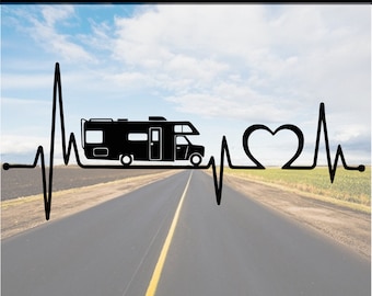 Motorhome Heartbeat RV Camper Trailer PNG SVG Dxf Eps Jpg