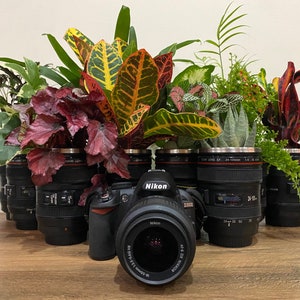 Camera Lens Flower Pot for Photographer - Succulent Planter Photography Gift - Small Indoor Vase - Minimalist Medium Plant Pot Photographer