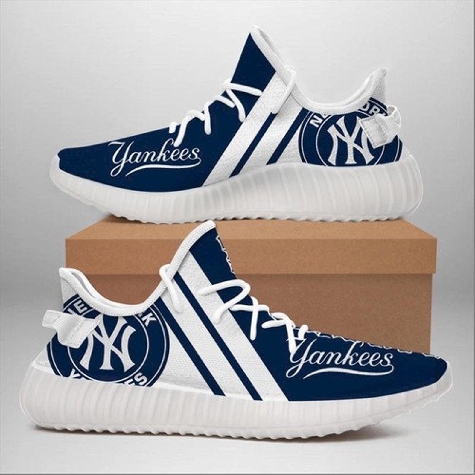 Beste New York Yankees Herren Sneakers Blue Yeezy Schuhe zum Etsy