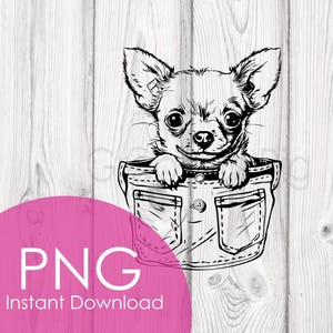 Pocket Chihuahua SVG PNG | Cute Dog Peeker Graphic for Sublimation & Cricut Crafts