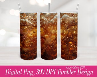 Soda Cola Tumbler Wrap, 20 Unzen Skinny Tumbler Nahtloses Design für Sublimation, digitaler Download druckbare, Soda Tumbler Design