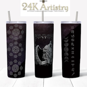 Amantes de cartas de tarô Astrológico Zodíaco Bruxa Copo fino de 20 oz reto e cônico Design digital Arquivo Sublimação PNG