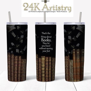 Book Lover Books 20 oz Skinny Tumbler Straight and Tapered  Digital Design File Sublimation PNG