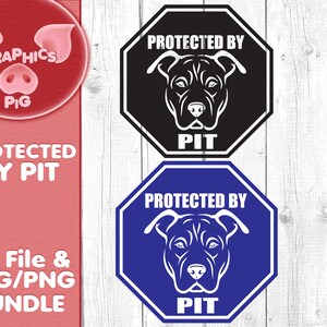 Beschermd door PIT svg, pitbull svg, veiligheid svg, pitbull hond sticker ontwerp, pitbull png, beschermd door pitbull svg