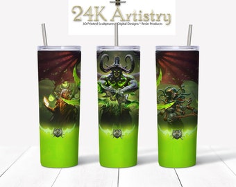 Jeu WoW World of Warcraft Burning Crusade 20 oz Skinny Tumbler Fichier numérique droit et effilé Sublimation PNG