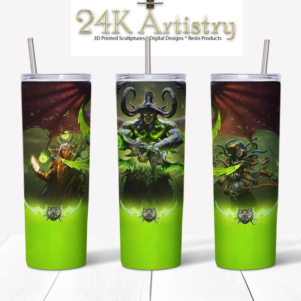 Gaming WoW World of Warcraft Burning Crusade 20 oz Skinny Tumbler Straight and Tapered  Digital File Sublimation PNG