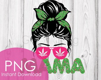 Weed Mama PNG | Cannabis Mom Digital Download | Funny 420 Mom Clipart | Retro Bandana Sunglasses Design | Sublimation Printable