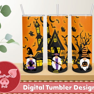 Halloween Gnome Tumbler, Gnome Tumbler,Halloween Glitter Drip Tumbler, 20oz Skinny Straight and Tapered Tumbler, Digital Hi Res PNG design,