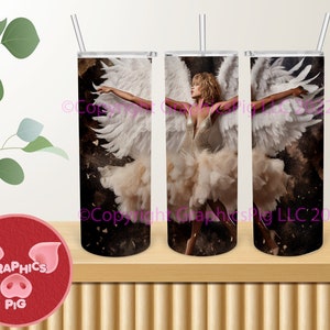 Tina Turner, Original Art, 20 oz tumbler wrap design PNG Digital, angel tumbler