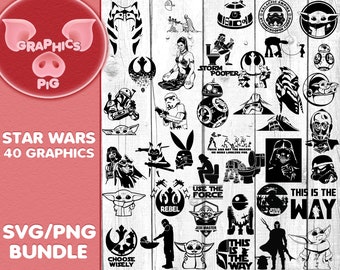 Star Wars SVG Bundle – 40 Designs | PNG, svg | Digital Download for Cricut & Silhouette