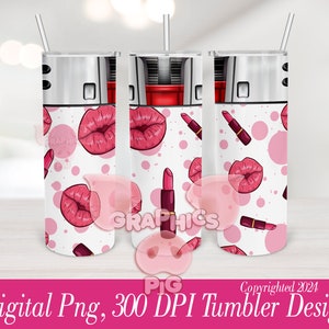 Lighter Tumbler Wrap, 20oz Skinny Tumbler Seamless Design for Sublimation, Digital Download Printable, Lipstick tumbler design