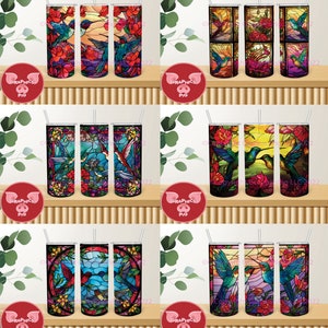 Hummingbird stained glass tumbler design bundle