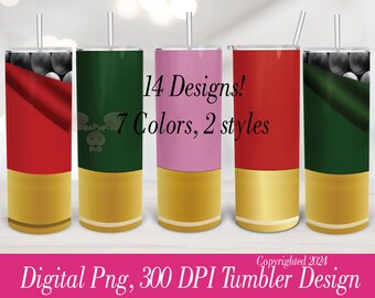 Vaso para cartuchos de escopeta PNG / 14 diseños / Envoltorios delgados de 20 oz / Paquete de sublimación digital