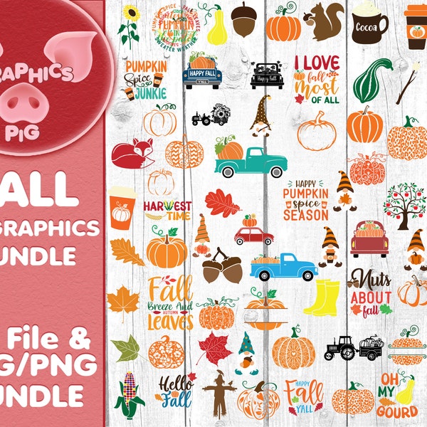 Fall svg png bundle, 72 Fall graphics, fall sayings svg, pumpkin svg, autumn bundle, pumpkin spice svg, harvest svg bundle, pumpkin season