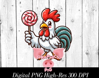 Rooster Lollipop PNG | Funny Adult Humor Design | Digital Download