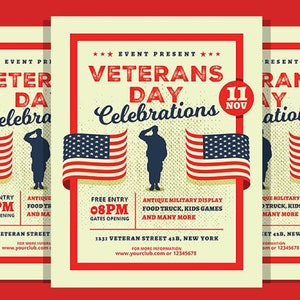 Folheto do Dia dos Veteranos, Dia dos Veteranos, Dia dos Veteranos, Modelo, Folheto Editável, Modelo Photoshop, Celebração, Download Digital