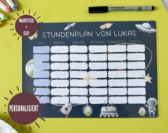 Stundenplan abwischbar, personalisiert & magnetisch | Einschulung Junge Stundenplan | Schulkind 2023 | Stundenplan magnetisch mit Name