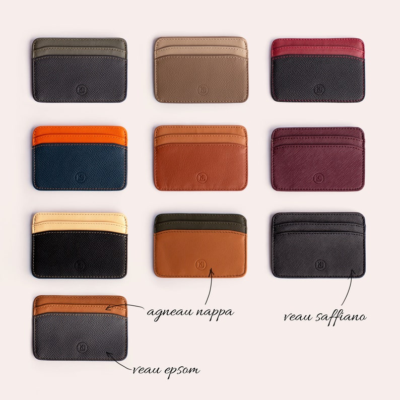 Men's and Women's Card Holder in Luxury Italian Leather: Epsom Calfskin / Saffiano Calfskin / Nappa Lambskin RFID Contactless Bank Card Protection image 1