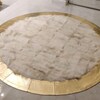 Unique Modern White Gold Geometric Plush Area Faux Fur Soft Rug, Living ...