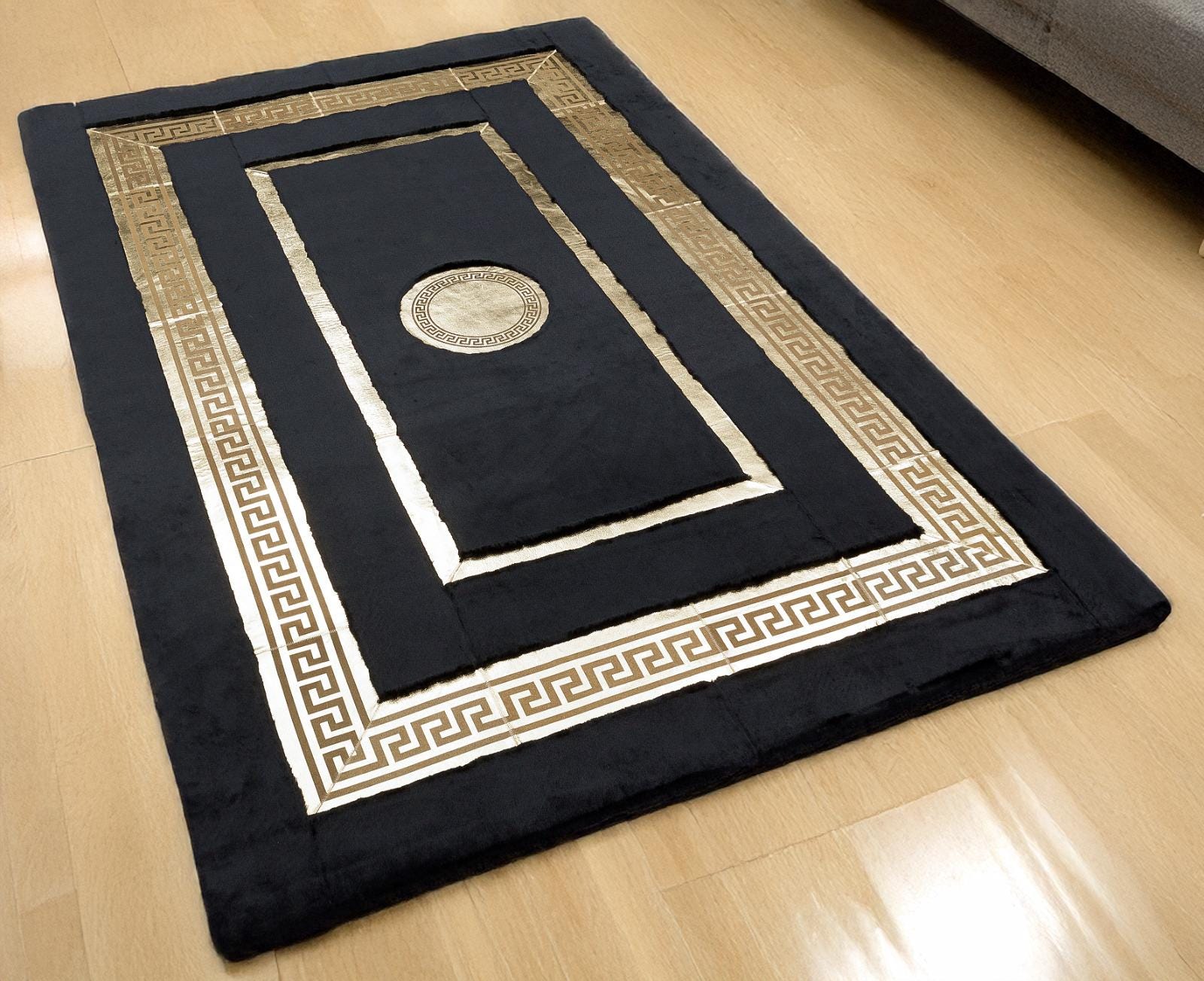 Soft Gold Rug Super Soft Black Gold Shaggy Rugs Fluffy Rug, 5x8 Feet, Indoor Modern ...