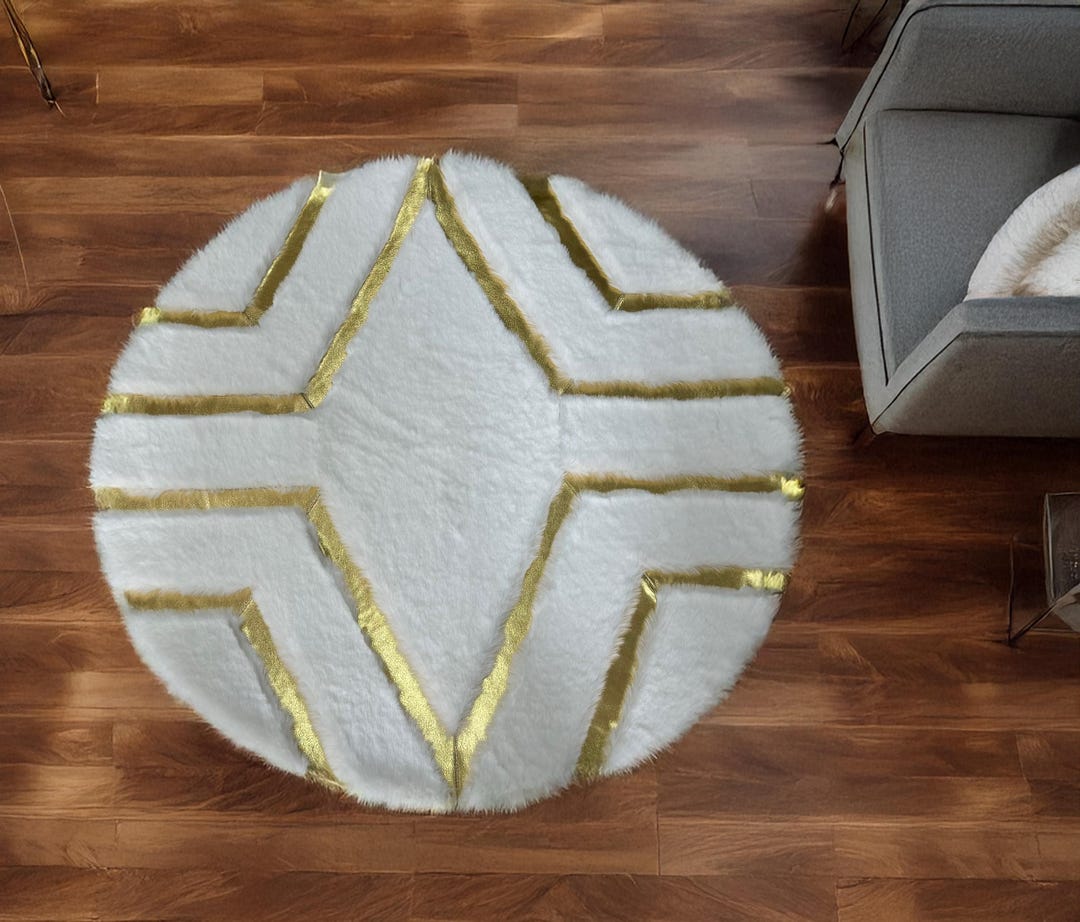 Furry White Round Rug for Bedroom, Fluffy Circle Rug 4'X4' Rug for ...