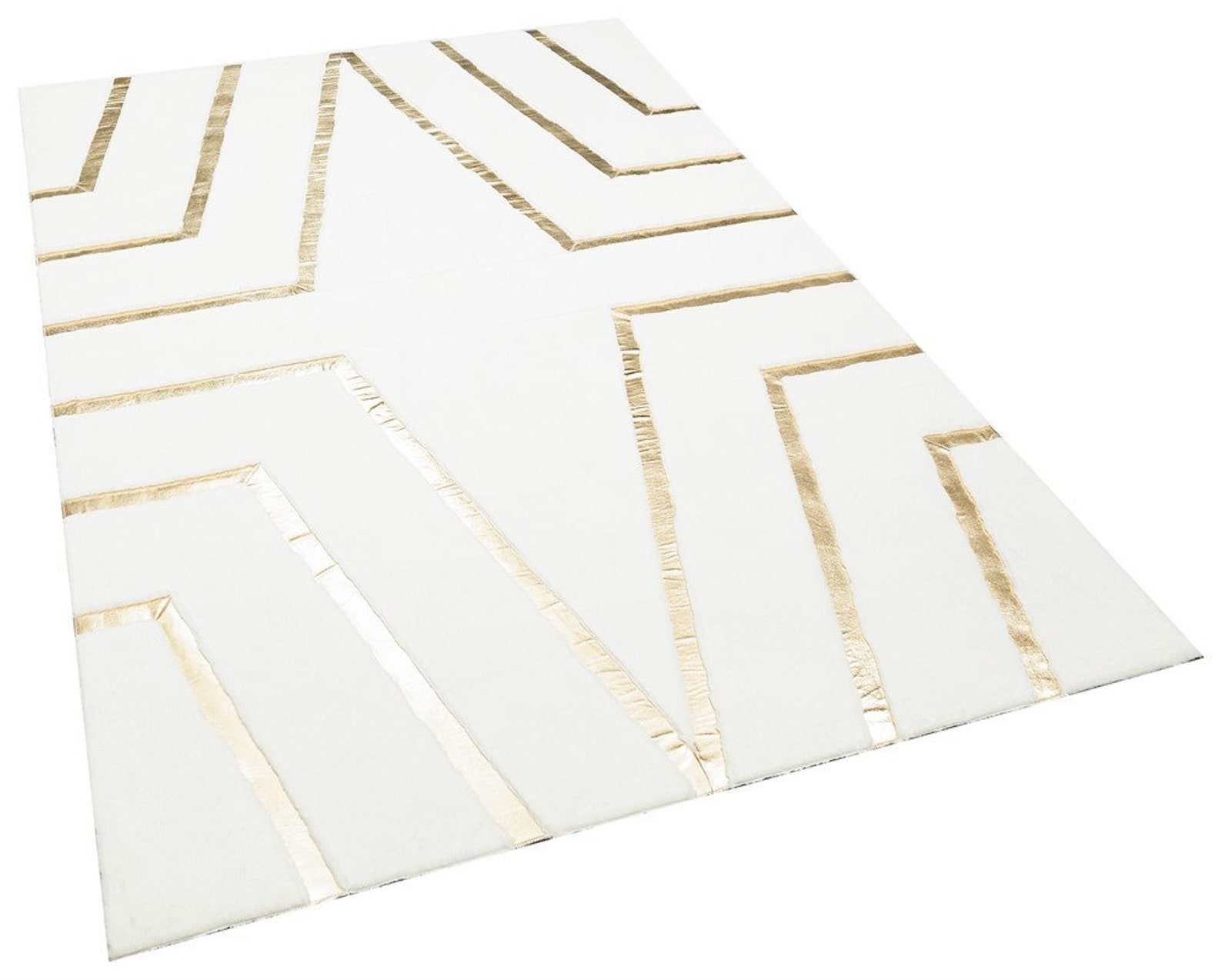 Black Gold Plush Area Rug, Black and Gold Fluffy Rug, Living Room Rug