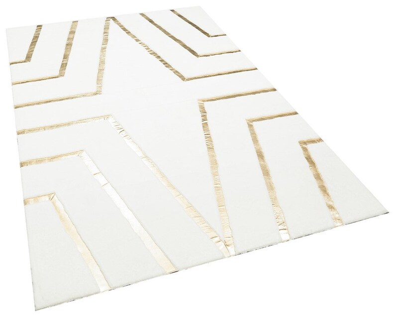 Black Gold Plush Area Rug, Black and Gold Fluffy Rug, Living Room Rug