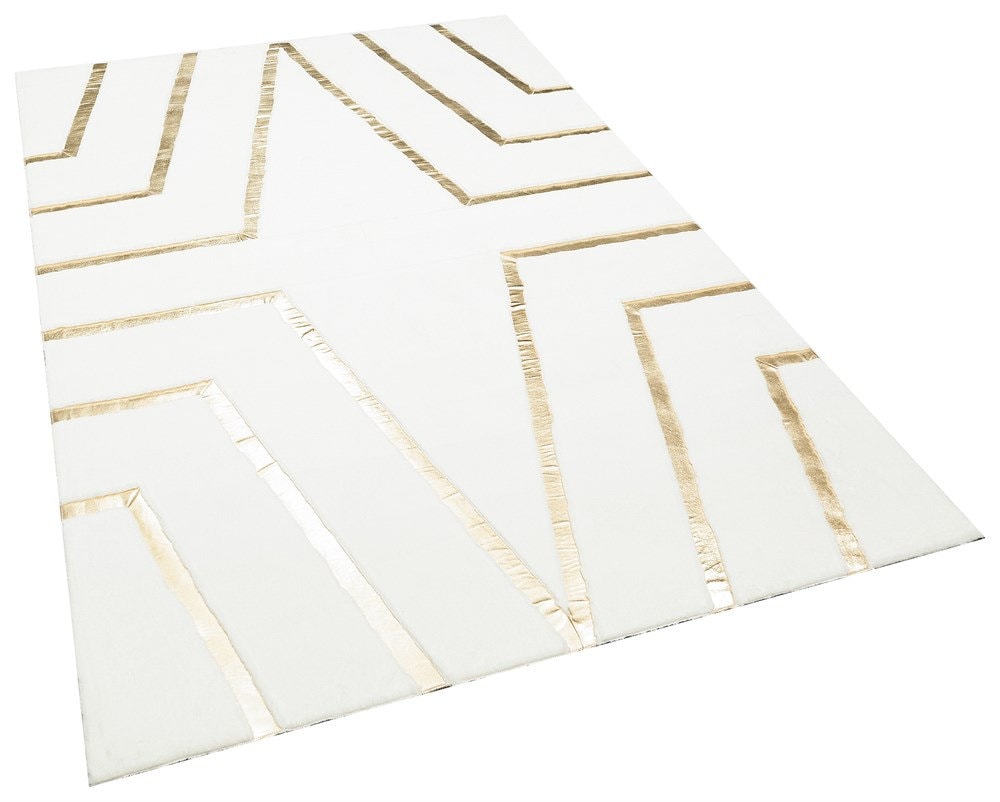 Black Gold Plush Area Rug, Black and Gold Fluffy Rug, Living Room Rug