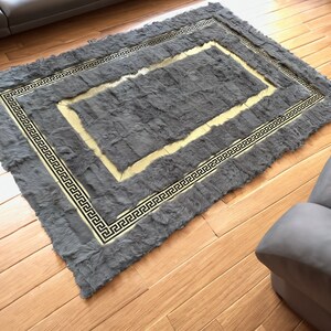 Luxury Floor Gold Large SheepSkin Area Rug 6 X 8, Square Sheepskin Rug for Bedroom, Soft Shaggy Designer Area 8x10 Rug for Living Room