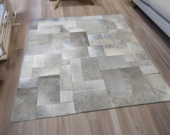 高品質の牛革ラグ、牛革フロアラグ、毛皮付きレザーのユニークな