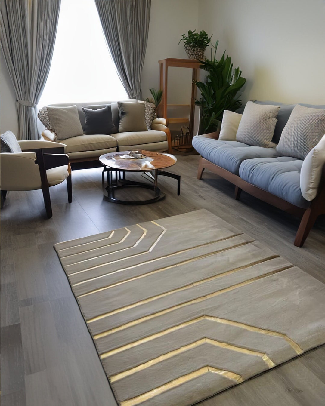 Geometric White Gold Plush Area Faux Fur Rug, Living Room 8x10 Large ...