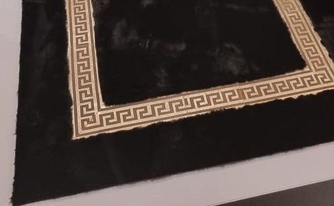 Plush Black Gold Runner Rug Faux Leather Corridor Rug Black Etsy