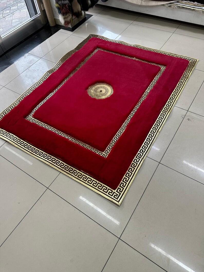 Red Gold Rug Luxury Red Gold Large Plush Area Rug 6 X 8, Custom Fluffy Rug for ...