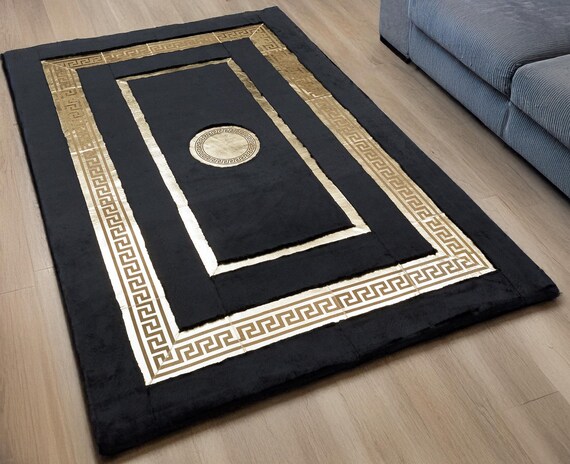 Tappeto Morbido Antiscivolo 80x150 Cm Moderno, Stampa 3D Lavabile Fino A 30° – Nero Per Soggiorno