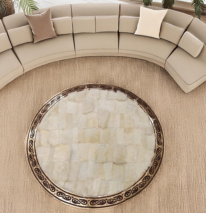 Soft Round Sheepskin High Quality Floor Rugs, Fluffy Soft Living Room