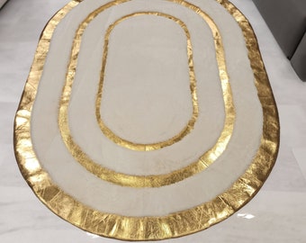 Oval White Gold Plush Luxury Rug, Faux Leather Oval Rug Large, White Gold Fluffy Rug, White Plush Fluffy Rug, Shaggy 8x10 Soft Gold Rug