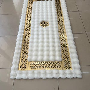 Geometric Plush Area White Gold Faux Fur Rug, Living Room Rug Large ...