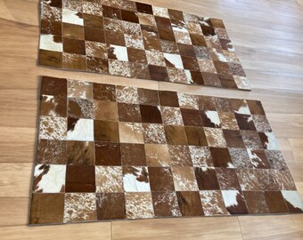 牛革パッチワークブラウンレザーリビングルーム6x6ラグホーム