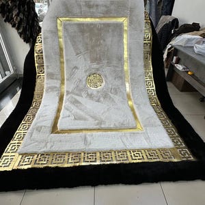 Elegant White Gold Plush Area Faux Fur 6x8 Rug, White Living Room Rug ...