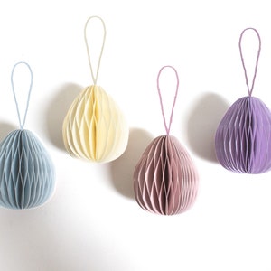 Paper Easter eggs for hanging, sustainable Easter decorations, paper pendants for Easter, minimalist Easter decorations pastel SET - alle Farben