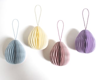 Paper Easter eggs for hanging, sustainable Easter decorations, paper pendants for Easter, minimalist Easter decorations pastel
