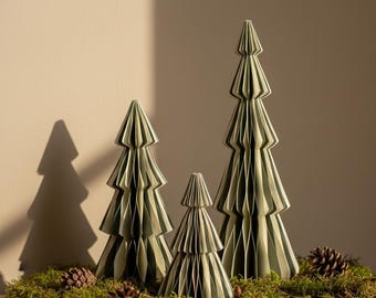 Two-tone paper Christmas tree, sustainable fir tree, paper Christmas tree, table decoration, Nordic Scandinavian multicolored green white