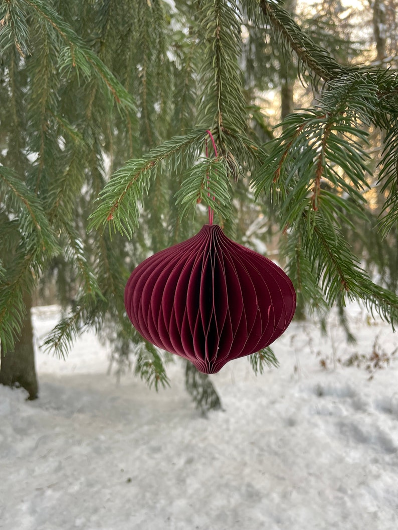 Papier Weihnachtskugeln, Tannenbaumschmuck, Weihnachtsschmuck tannengrün, altrosa, silbergrau Bild 2