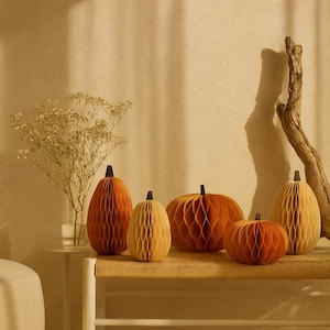 Halloweenhöstdekorationspumpa gjord av papper, hållbar höstdekoration, bordsdekoration för Thanksgivinghöst, Hokkaidopumpa